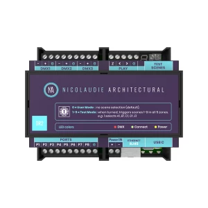 NICOLAUDIE ARCHITECTURAL DINA-DR2 LITE - DMX-интерфейс, 3х DMX512, 5 зон, 99 сцен, USB-C, RDM, SD-с