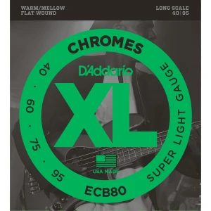 D'ADDARIO ECB80 - струны для БАС-гитары. SUPER Soft, хром, плоск.оплётка, 40-95