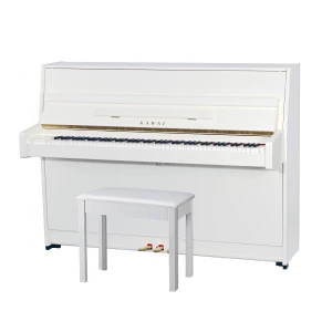 KAWAI K-15E WH/P - пианино, 110х149х59, 193 кг., банкетка (600), белый полир., механизм Ultra Respon